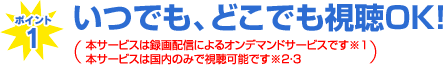 いつでも、どこでも視聴OK！